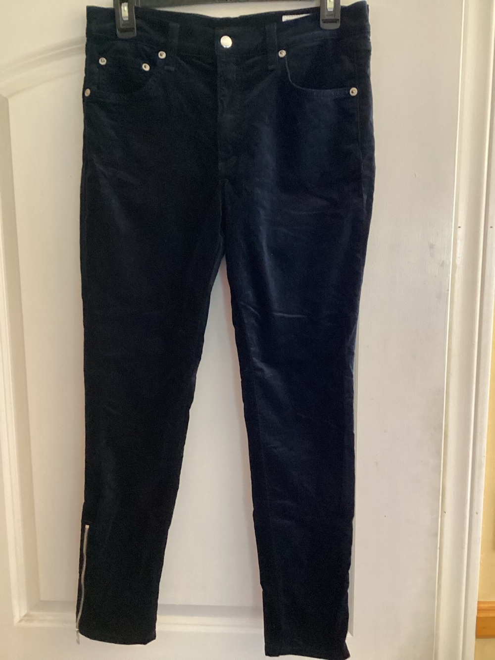 Rag & Bone Navy Velvet Ame Ankle Zip Skinny Jeans Size 30